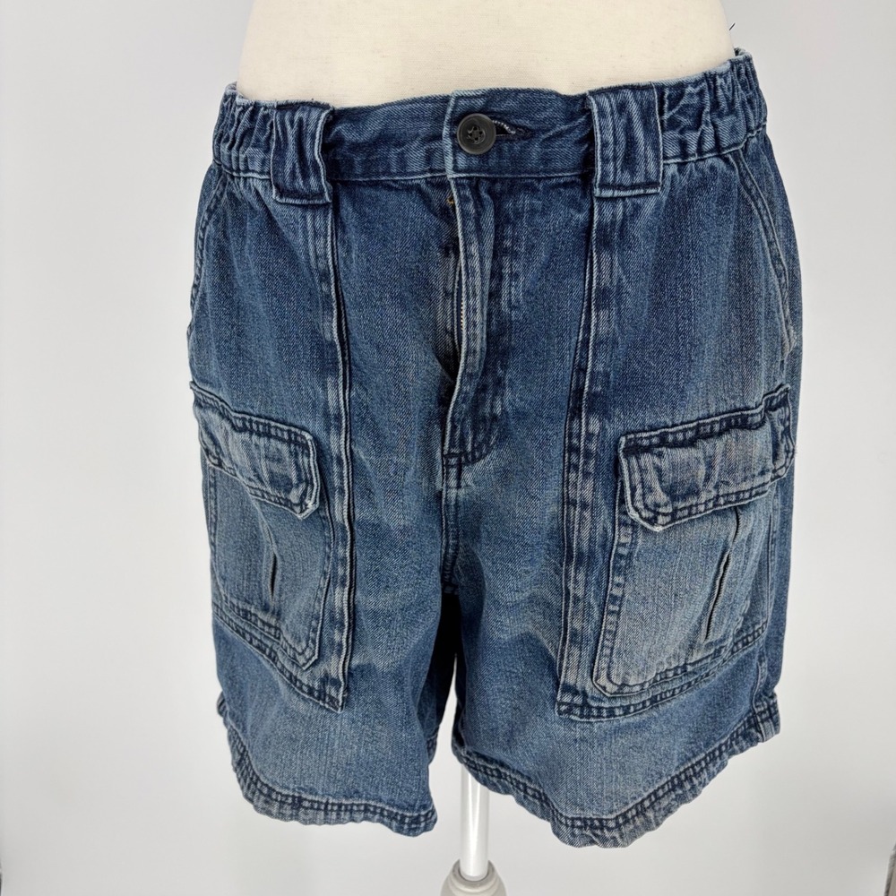 Croft‎ Barrow Cargo Denim Shorts Womens 34 Cotton Utility Gorpcore High Waisted
